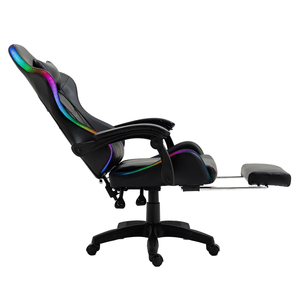 Silla de Juego RGB con Masaje y Altavoz Bluetooth, Silla de Oficina Reclinable de Cuero PU con Reposapiés y Almohada Lumbar - Product Image 5