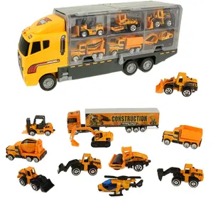 合金军用玩具汽车集装箱卡车坦克军用卡车汽车迷你汽车玩具运载卡车套装待售