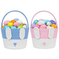 Panier cadeau vide en corde de coton pour la chasse aux œufs de Pâques, pour enfants et bébés, filles et garçons, doux, durable, sûr, décoration festive, cadeau
