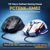 Souris de jeu filaire silencieuse RGB rétroéclairée XM82, nouvelle arrivée, taux de rétroaction de 1000, programmation macro, pression optimisée, 20000 DPI, ergonomique