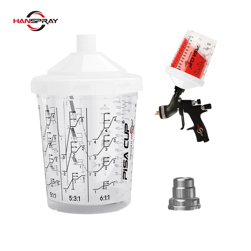 Xinping Top Car Replacement Sps Spray Cup Deco 600Cc Portable Disposable Pp Plastic Air Paint Spray Gun Cup System