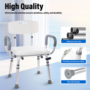 Chaise <span class=keywords><strong>de</strong></span> douche antidérapante en aluminium durable du fabricant Pengxing Chine avec accoudoir - Product Image 4