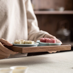 Bandeja de Té Rectangular de Madera de Nogal, Duradera, para Servir Té Kung Fu, Frutas y Aperitivos - Product Image 1