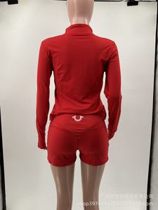 Conjunto Deportivo de Verano 2026 para <span class=keywords><strong>Mujer</strong></span>, Diseño Vintage, <span class=keywords><strong>Chaqueta</strong></span> con Cierre y Pantalones Cortos Ajustados, Dos Piezas - Product Image 6