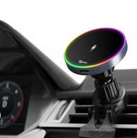 Support de charge sans fil magnétique pour grille d'aération de voiture avec lampe RGB pour iPhone 17 16 Pro Max – Support de voiture réglable avec chargeur sans fil