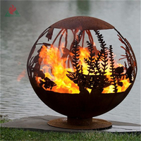 Boule de feu en acier corten, sphère métallique creuse, décoration, foyer, sphères métalliques de jardin