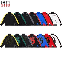 Ensemble de veste de sport imprimée color-block style streetwear américain transfrontalier, respirant, coupe-vent, 100 % nylon, motif rétro Lightning Racing