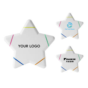 Stylo surligneur oblique à pointe de pinceau avec logo personnalisé pour enfants étoile à cinq branches style pastel ensemble de papeterie mignon pour l'école en plastique - Product Image 1