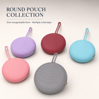 Sac de rangement cosmétique en silicone avec fermeture éclair, résistant à l'eau, organiseur de maquillage de voyage, sac portable de couleur unie personnalisé