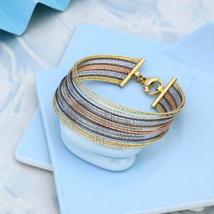 Pulsera de cadena en capas multicolor para mujer, joyería de moda, accesorio de muñeca elegante para uso diario y de fiesta - Product Image 1