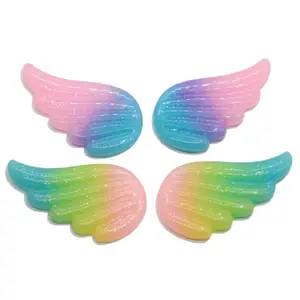 Nieuwigheid Ontwerpen Angel Wing Hars Ambachtelijke Gradient Ramp Kleur Ornament Plaksteen Planar Sieraden Charms