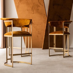 كرسي طعام عصري بتصميم بوكليه مع أرجل من الفولاذ المقاوم للصدأ ومسند ظهر من القماش، كرسي عالي مخصص للفنادق والأماكن التجارية - Product Image 1