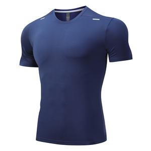 T-shirt d'été sportif uni pour homme, coupe ajustée, manches courtes, séchage rapide, respirant, ensemble de vêtements de sport pour l'entraînement au basketball et la course à pied - Product Image 5