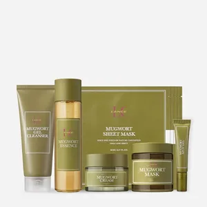 Private Label Korea Organic Mugwort Essence Facial Relief Redness Calming Anti Acne Water Serum For Sensitive Irritated Skin