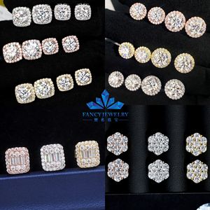 Collection de luxe, <span class=keywords><strong>boucles</strong></span> <span class=keywords><strong>d</strong></span>'<span class=keywords><strong>oreilles</strong></span> en moissanite VVS, <span class=keywords><strong>argent</strong></span> sterling <span class=keywords><strong>925</strong></span>, bijoux unisexes, grappe de fleurs, halo de diamants, avec GRA - Product Image 2