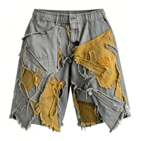 Jeans en denim vintage patchwork de haute qualité, délavés et usés, pour hommes