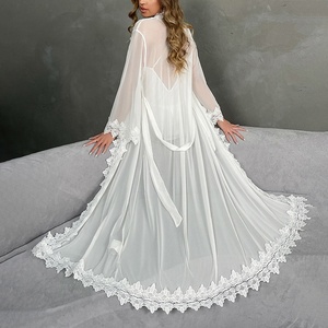 SMOOTH Factory Custom Service Sexy Sheer Lounge Wear Backless Ice Silk Open Front Robe - Product Image 3
