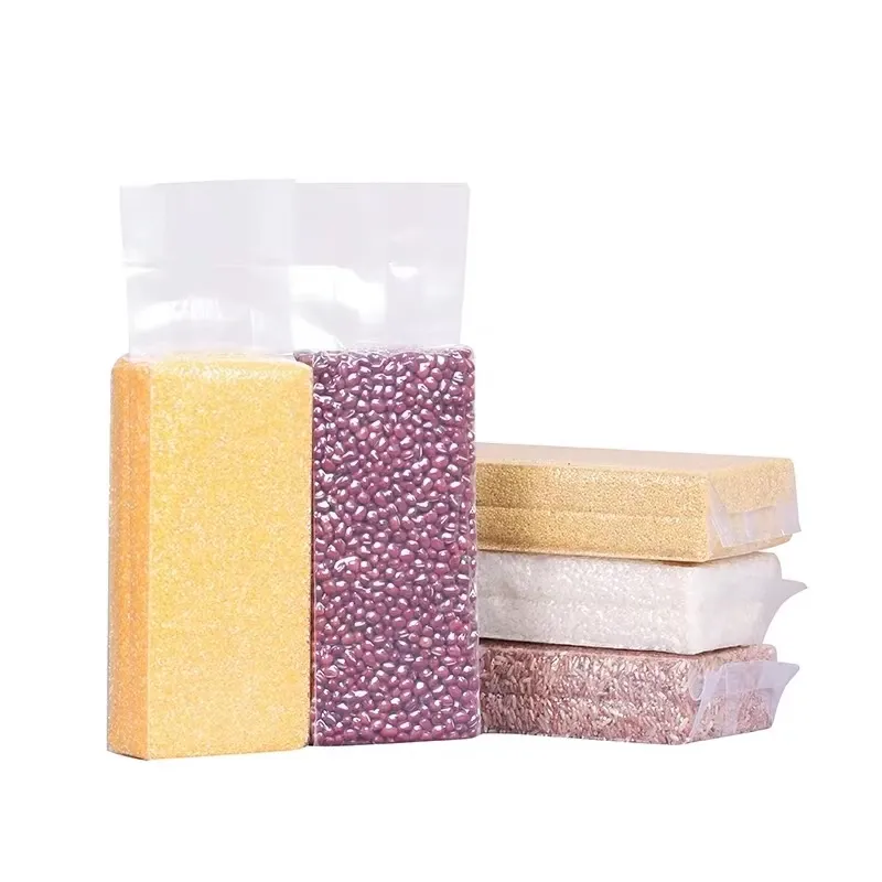 Sacchetto sottovuoto per imballaggio alimentare in mattoni di riso termosaldabile in plastica trasparente per chicchi di riso grano misto