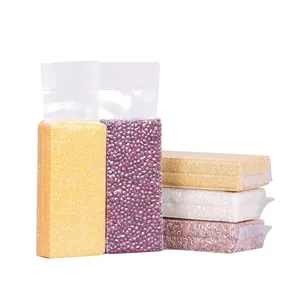 Calor plástico claro Sealable Arroz Tijolo Food Packaging Saco De Vácuo Para Feijão De Arroz Grão Misto