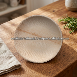 20cm Eco-Friendly <b>Disposable</b> Palm Leaf Flat Round <b>Plate</b> - Product Image 3