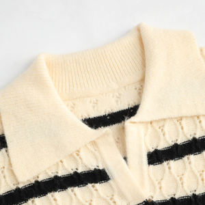 เสื้อสเวตเตอร์ผู้หญิงลายทางถักนิตติ้ง คอกลม แขนยาว สั่งทำโลโก้ได้ เสื้อไหมพรมถักสำหรับฤดูหนาว - Product Image 4