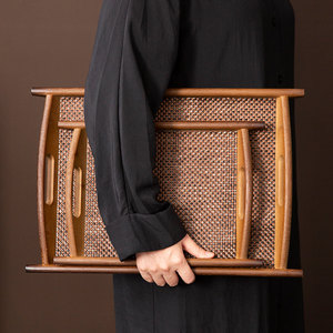 Bamboo <b>Tea</b> <b>Tray</b> Walnut Color Double Handle Dry Brewing Table For Home Use - Product Image 3