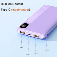 Batterie externe ultra-fine à affichage LED avec support, haute capacité 22,5 W, charge rapide 20000 mAh, QC 3.0, PD 20 W, double sortie USB-C pour iPhone