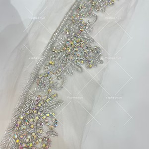 Decorazioni per abito da sposa con perline in vetro fatto a mano modello floreale coppia singola per uso da sposa-fabbrica all'ingrosso piccole quantità - Product Image 4
