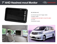 Écran de moniteur d'appui-tête LCD 7 pouces 1080P avec entrée 2 cames pour voiture et fourgonnette et bus et camion volkswagen golf iveco daily w221 bmw g31