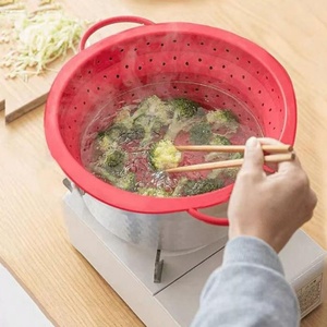 Cesta de Silicona Plegable Redonda para Lavar Frutas y Verduras, Cesta Escurridora para Pasta, Venta al por Mayor para el Hogar - Product Image 3