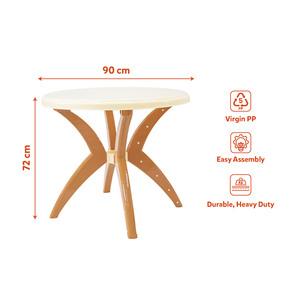 Table de jardin robuste en plastique PP, 90 cm, en matière vierge, imperméable, pliable, avec coussin à séchage rapide, style traditionnel - Product Image 1