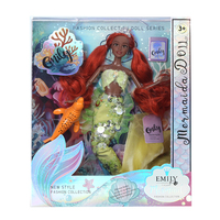 Poupée Emily de 11,5 pouces, 11 articulations, en robe verte avec de longs cheveux bouclés rouges scintillants, fille noire pour enfants, en vente