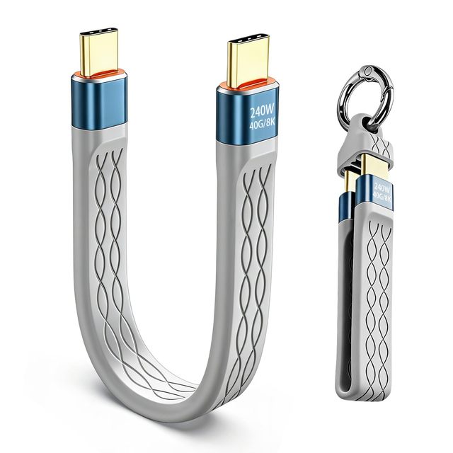 240W USB-C USB-C 5" Fast Charging Keychain Cable 40Gbps Data Transfer 8K Video Pure Copper Conductor for Phone Computer Earphone