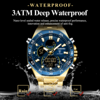 Jam Tangan Digital Pria Poedagar E101 Baru, Layar LED Dual Time, Tahan Air, Bahan Stainless Steel, Elektronik Quartz