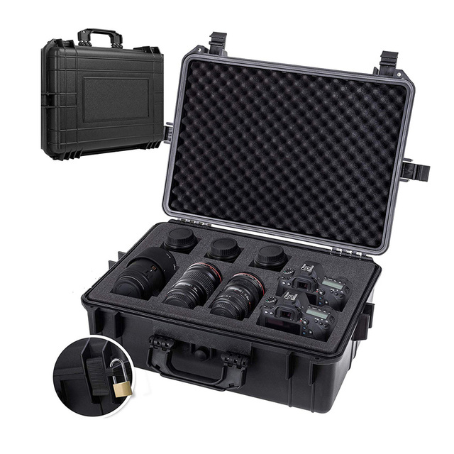 Durable Plastic Waterproof Camera case Hard Carrying Toolcase with Foam Insert