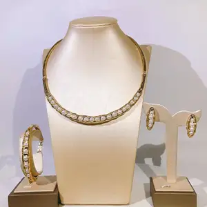 Yulaili新时尚珠宝，镀金耳环，手镯，项链，戒指，24k镀金珠宝套装