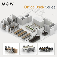 Série de bureaux modernes M&W, poste de travail modulaire, banc de travail, cloison de séparation, table de conférence, solution de conception d'espace de travail, bureau