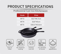 Ensemble de poêles en fonte antiadhésives pré-assaisonnées pour restaurant coréen BBQ, 21cm, 26cm, 31cm, pour œufs, pain, bacon, grillades et friture