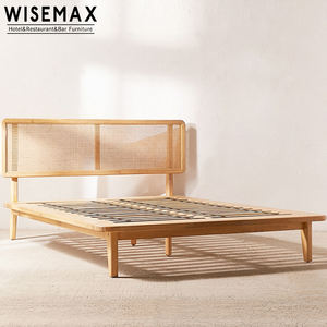 WISEMAX FURNITURE Set di Mobili per Camera da Letto in Stile <span class=keywords><strong>Classico</strong></span> Moderno, Letto King Size con Struttura in Legno Massello e Testiera in Rattan - Product Image 1