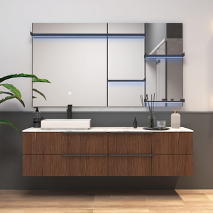 Bagno Doppio Lavello Vanità Bagno Con Piano In <span class=keywords><strong>Vetro</strong></span> Temperato - Product Image 2