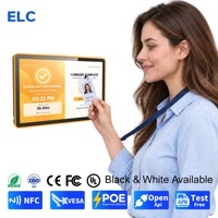 Terminal de pointage horaire NFC PoE mural VESA Android 14 avec lumière d'état LED RGB, écran tactile 10 points 11 pouces pour le contrôle des présences des employés