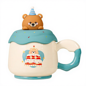<span class=keywords><strong>Tazza</strong></span> in Ceramica Creativa e Carina, Regalo di Compleanno di Alto Valore, con Coperchio e Manico, Resistente alle Alte Temperature, per Coppie, Migliori Amici, Ufficio - Product Image 2