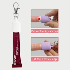 <b>Lip</b> <b>Gloss</b> Keychain Chapstick Holder Key Chain with Portable Silicone Cap Lipgloss Holder Keychain for Wallet Keys Backpack - Product Image 3