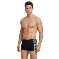 Short de bain décontracté pour homme, taille élastique, avec empiècement latéral contrastant et logo imprimé sur le devant, vente en gros (1 pièce)