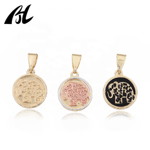 Collar con colgante de elefante chapado en oro de 18 quilates, joyería con abalorio de Animal bonito con patrón personalizable, Material de cobre de aleación de alta calidad - Product Image 2