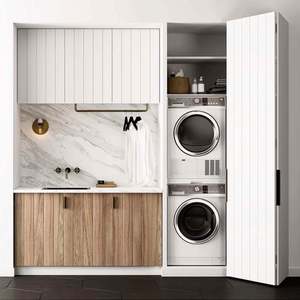 Modern Minimalist Style High-end Solid Wood Laundry Room Cabinet <b>Vanities</b> - Product Image 3