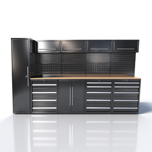 Grande armoire à outils combinée en acier pour atelier et garage Mobilier métallique Unités de garage d'atelier Établi et armoires de rangement - Product Image 5