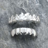 G004 Fire Grillz Brass Flame Gold Tungsten Braces pour la vente chaude, bijoux HIPHOP Hip Hop personnalisés, nouvelle version