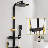 Ensemble de douche multifonctionnel 4-en-1 de luxe OEM/ODM en acier inoxydable noir et or, avec robinets de douche chaud/froid et pommeau de douche