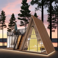 Villa moderne de luxe à ossature A, à faible hauteur, isolée thermiquement, modulaire, préfabriquée, petite maison triangulaire, appartement, ferme, salon